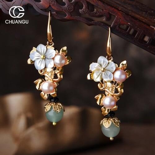 Original design national wind earrings long earrings pearl earrings personality Chinese wind earrings girl