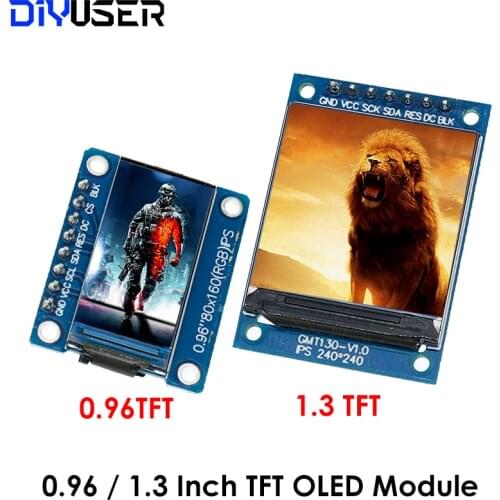 0.96 inch 8Pin TFT / 1.3 inch 7pin ST7789 SPI 128* 64 HD 65K Full Color LCD Module Drive IC 80*160 For Arduino