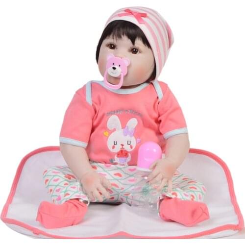 23inch Full Silicone Reborn Girl Baby Doll Toys Real touch vinyl baby toddler Toddler Babies Dolls Bathe Toy Play House Toy Doll