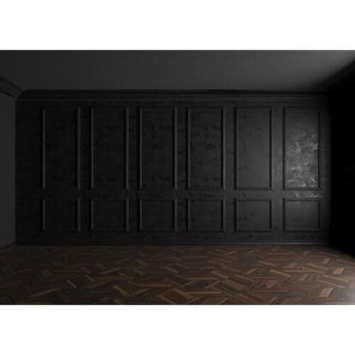 Photo Studio Props Photography Backdrop Large Indoor Black Wall Brown Wooden Floor Vinyl Background For Portrait