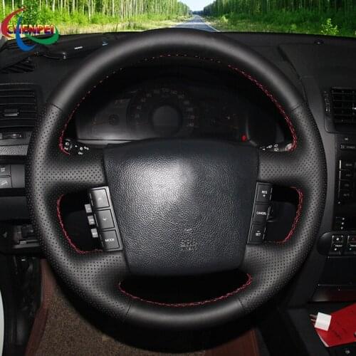 DIY Hand-stitched Black Leather Car Steering Wheel Cover For Kia Borrego 2007-2016 Carens 2004-2006 Car Interior Decoration