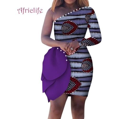 Sexy African Skirt for Lady with Pearls Decorations Special Design Aboce Knee Clothes WY4859