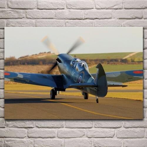 Supermarine Spitfire ww2 aircraft retro fighter fabric poster living room home wall decorative canvas silk art print KJ534