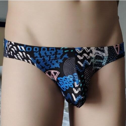 Mens Sexy Print Underwear Men Briefs Cueca Jockstrap Gay Underwear Breathable Penis Pouch Panties Soft Mens Bikinis