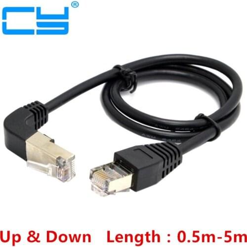 Elbow Up & Down Angled 90 Degree 8P8C FTP STP UTP Cat 5e Lan Ethernet Network Patch Cord Cable 0.5m/1m/2m/3m/5m