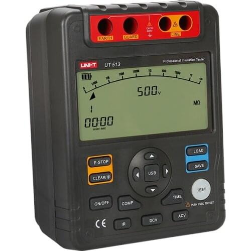 UNI-T Insulation Resistance Tester UT513 500V~5000V Automatic range Shut down automatically Low voltage display