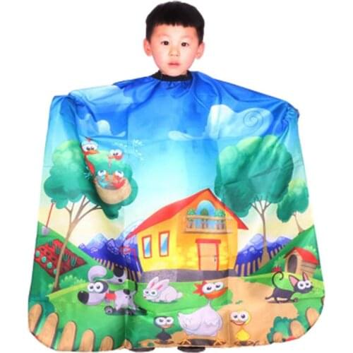 Waterproof Kid Hair Cutting Cape Animal Patterned Barber Styling Salon Cloak