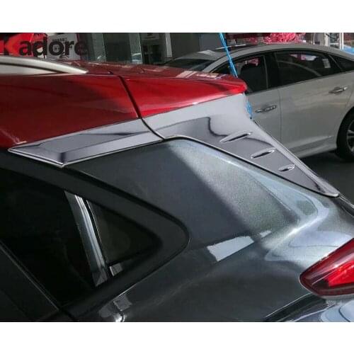 For Hyundai Kona 2017 2018 2019 2020 SUV Carbon Fiber Rear Window Spoiler Cover Trim Triangle Garnish Molding Car Accessories