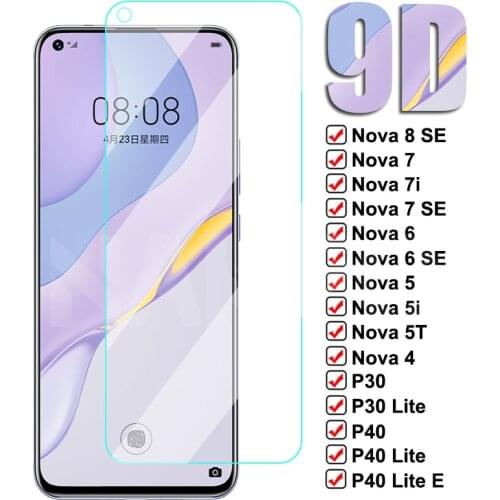 9D Tempered Glass For Huawei Nova 8 7 6 SE 7i Screen Protector Film Huawei P30 P40 Lite E Nova 5 5i 5T 4 4E 3 3i 3E 2i Glass