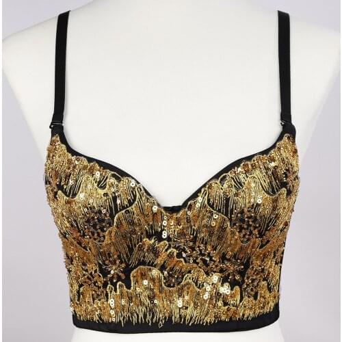 Sequins Camisole Backless Cropped Tops Bustier Bra Women Sexy Brassiere Summer Underwear Nightclub Party Tank Tops Y1139