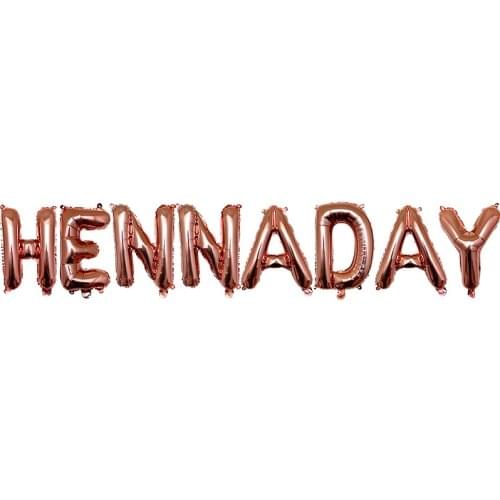 1set 16inch Rose gold Silver Bridal Henna day party decoration banner gold balloons bunting decor 16inch Letter balloons