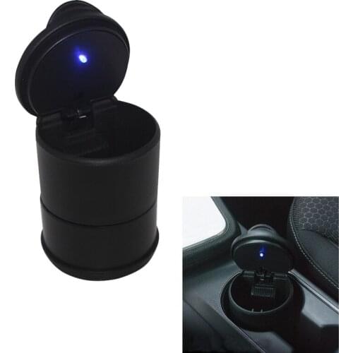 1Pcs LED Portable Car Ashtray Holder Cup Black Container Cigar Ash Tray Automatic Mini simpleTrash with light