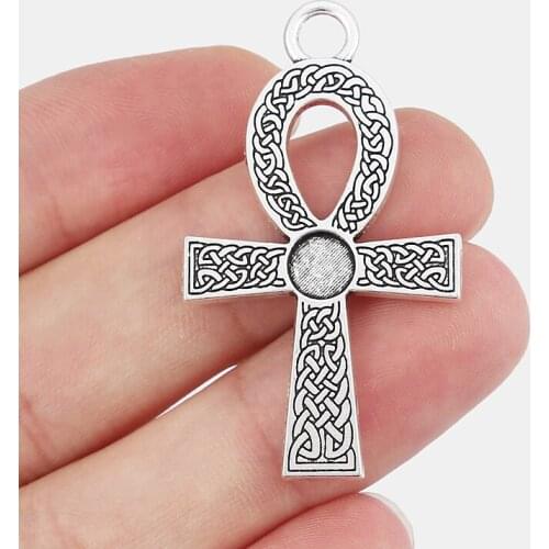 10PCS Egyptian Ankh Cross Charms Pendants for Necklace Making Jewelry Findings 46.5x26.5mm