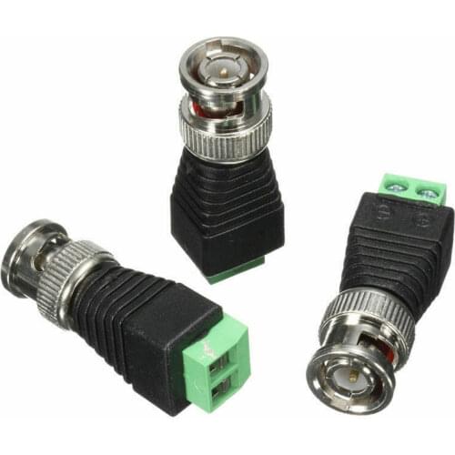 10pcs/lot BNC Male Coaxial Balun Connector CAT5 Cable Screw Terminal CCTV Video Camera Adapter Plug Security System Accessories