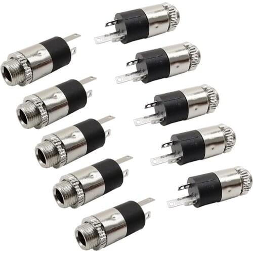 10Pcs/LOT PJ392 3.5mm Stereo Female Sockect Jack Connector with Nut 3.5 Audio Headphone Adapter Silver PJ-392