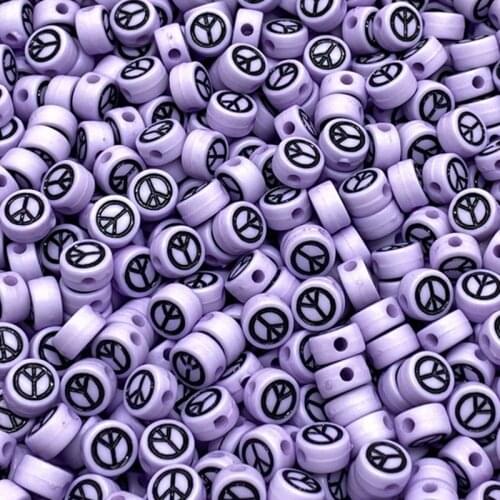 100pcs/Lot 7mm Oval Shape Acrylic Spaced Beads Peace Symbol Beads For Jewelry Making DIY Charms Bracelet Necklac Accessories #06