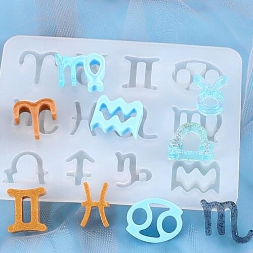 12 Horoscopes Epoxy Resin Mold Pendants Keychain Silicone Mould DIY Crafts Mold