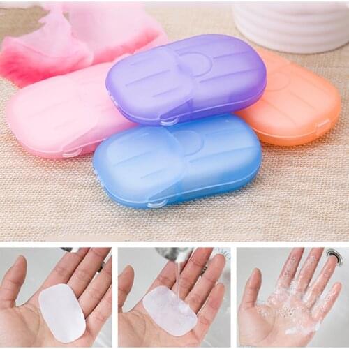 20Pcs/Box Disposable Soap Paper Clean Scented Slice Foaming Box Mini Paper Soap For Outdoor Travel Use Cleaning Paper Wholesale