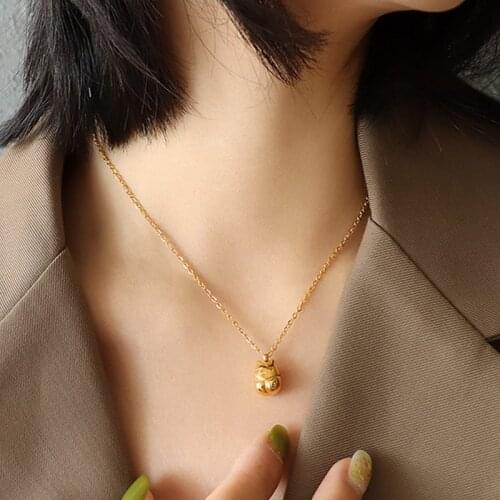 2021 Popular Lucky Cat Fashion Titanium Steel Girl Necklace Totoro Cute Japanese Ladies Jewelry Birthday Gift Does Not Fade