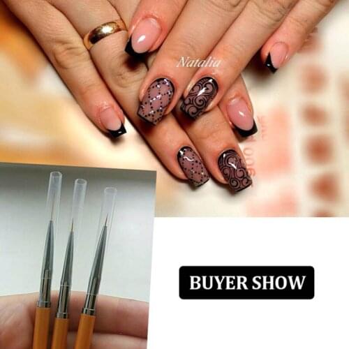 3pcs/set Nail Art Liner Painting Pen 3D DIY Acrylic UV Gel Brushes Drawing Kit Line Grid French Design Manicure Tool