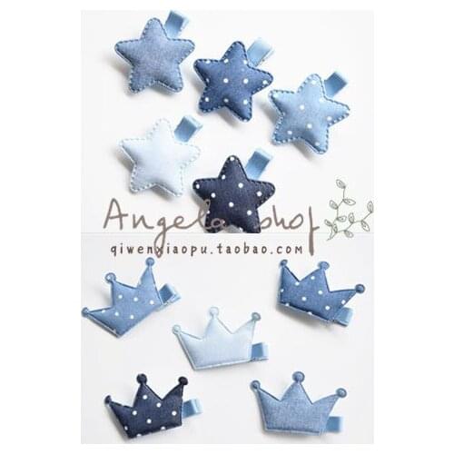 South Korea baby/pet hair accessories jeans cloth dot Star crown hairpin baby edge clip pet grooming 20pcs