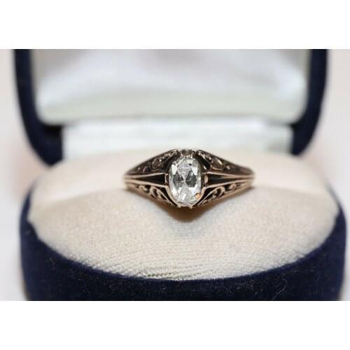 ANTIQUE ORIGINAL OTTOMAN 8K GOLD NATURAL ROSE CUT DIAMOND SOLITAIRE RING