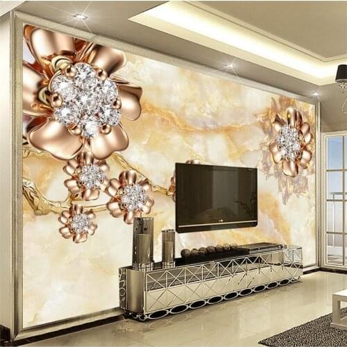 Beibehang custom wallpaper 3d European marble palace wind jewelry flowers backdrop decorative painting papel de parede wallpaper