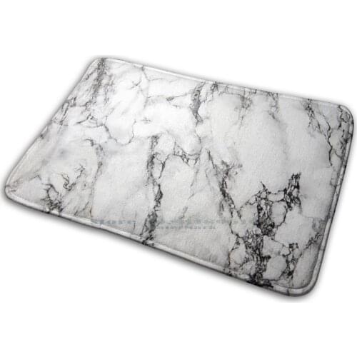 White Marble Mat Rug Carpet Anti - Slip Bedroom Entrance Door Mat White Marble Stone Natural Gray Marble Texture