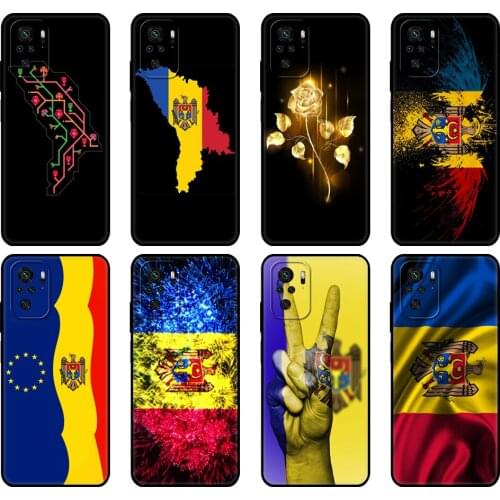 Black tpu Case For Xiaomi Redmi 9T Case Redmi Note 9T Note 10 5G 4G Pro 10S Case Moldova Flag