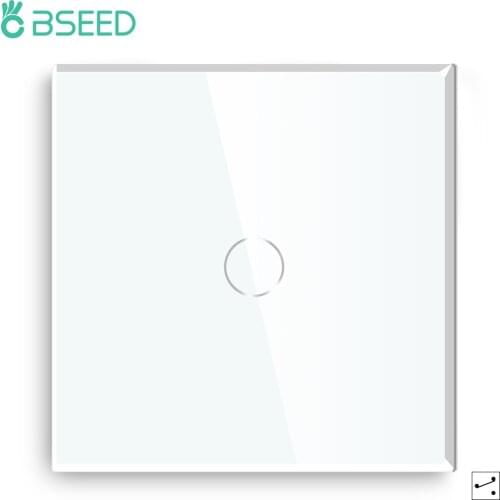 BSEED 2 Way Switch Light Switch Touch Wall Switches 1Gang2Way Crystal Glass Panel Blue Backlight EU Standard 10A