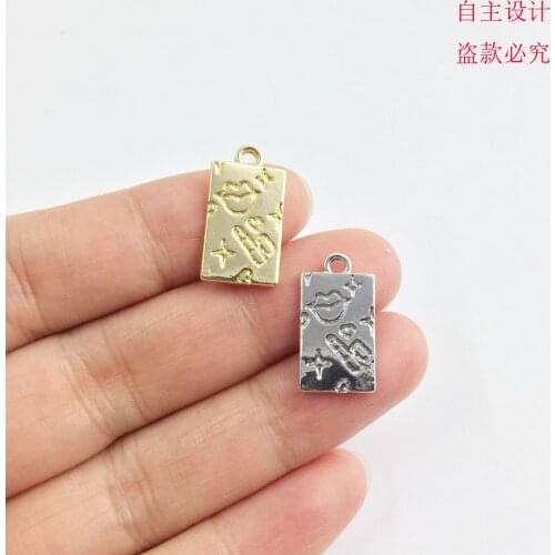 Eruifa 20pcs 10*16mm New Lips and lipstick print gold/Silver plated Zinc alloy Charms Pendant Jewelry DIY Necklace 2 colors