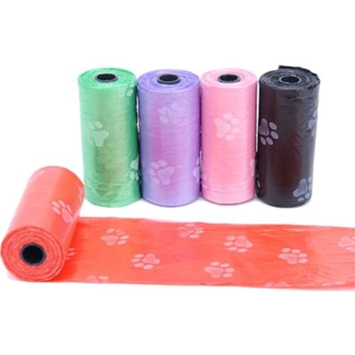 Color Pet Dog Waste Litter Bag Puppy Environmental Poop Cleaning Bag With Footprint Printing Doggy Excrement Bag Color Random