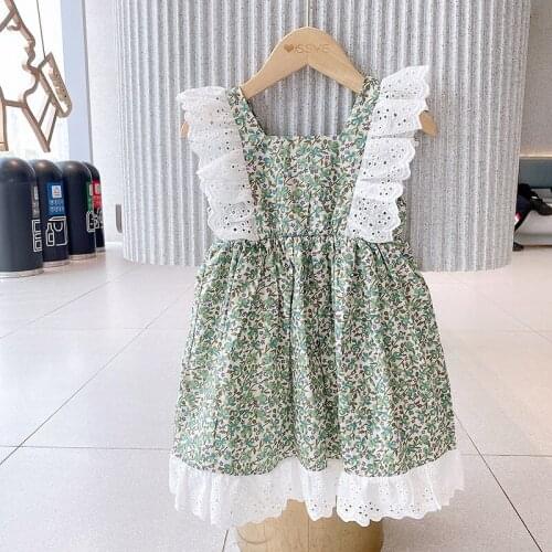 Fashion Cute Summer Toddler Girls Flower Dress Lace Flying Sleeve Princess Dresses Beach Holiday Little Children Costume