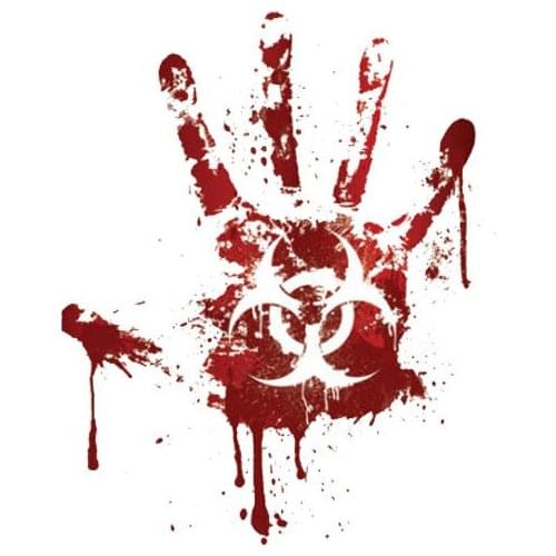 Personality Bloody Handprint Biohazard Zombie Car Sticker Funny Decal Creative Waterproof Stickers PVC,15cm*12cm