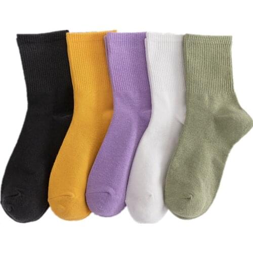 New Product Womens Socks Korean Candy Color Cotton All-match Casual Japanese Campus Style Ladies Tube Socks