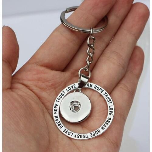 Wholesale Vintage Dream Hope Trust Love Letter Keyring Metal Diy 18mm Snap Buttons Keychain For Men Snap Jewelry EKR012