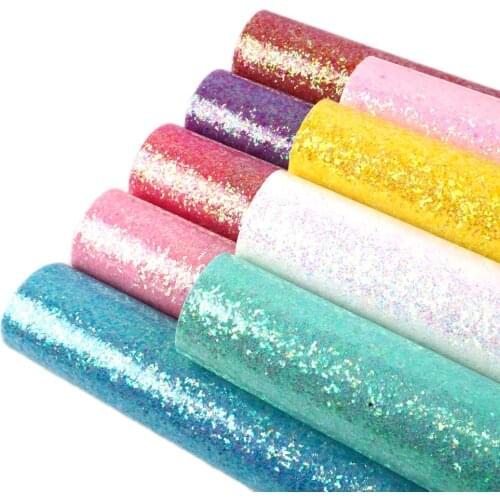 Solid Color Faux Leather Sheets Smooth Chunky Glitter Synthetic Leather Fabric 20x33cm for DIY Earrings Hair Bows Handbags