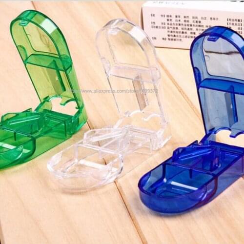 100pcs Pill Cutter Splitter Half Storage Compartment Box Medicine Tablet Holder Home Store Boxes 3 colors LX5066