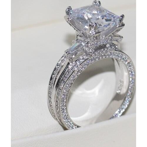 Luxury Crystal Zircon Wedding Rings For Women Charm Engagement Rings Jewelry Accessories Vintage Girl Gifts