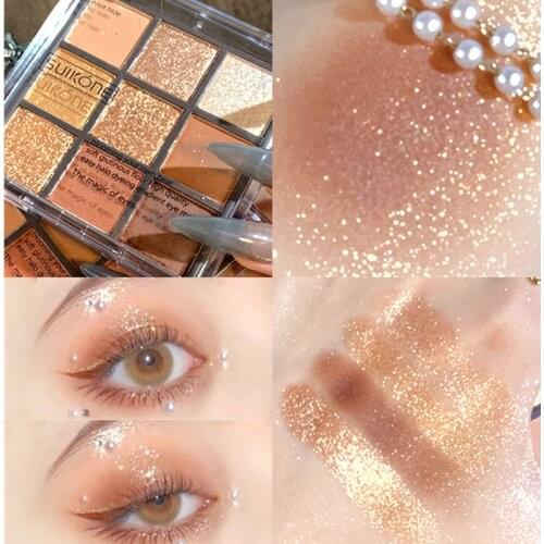 Desert Rose Gold 9 Colors Shimmer Matte Eyeshadow Pallete Waterproof Long-lasting Eyeshadow Pigment Diamond Shimmer Shiny Makeup