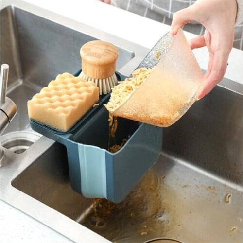Drain Basket Sink Organizer Adjustable Hanging Dry And Wet Separation Sucker Kitchen Accessories
