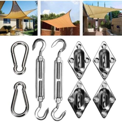 Stainless Steel Sun Shade Sail Accessories Strong Load-bearing Hardware Kit Screw Spring Hook Awning Fixing Garden Accessories