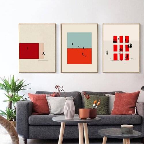 Modern Abstract Geometry Wall Art Posters And Print Colorful Red Green Canvas Painting Abstract Picture Living Room Home Decor