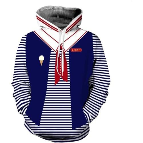 Stranger Cosplay Things Scoops Ahoy Robin Hooded Hoodie Pullover Costume Jacket Printed Cosplay Autumn Hooded Sweatshirt