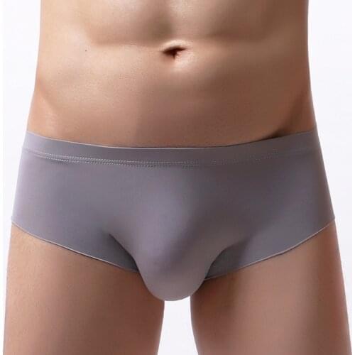 Sexy Underwear Men Briefs Shorts Thin Ice Silk Low Waist Panties Solid U Conve Pouch Seamless Underpants Breathable Panties Male