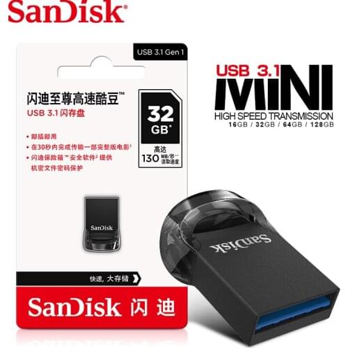 Genuine SanDisk CZ430 USB Flash Drive 64gb 16GB mini USB Pen Drive USB 3.1 Up to 130MB/S pendrive USB 3.0 USB Stick 32gb 128G