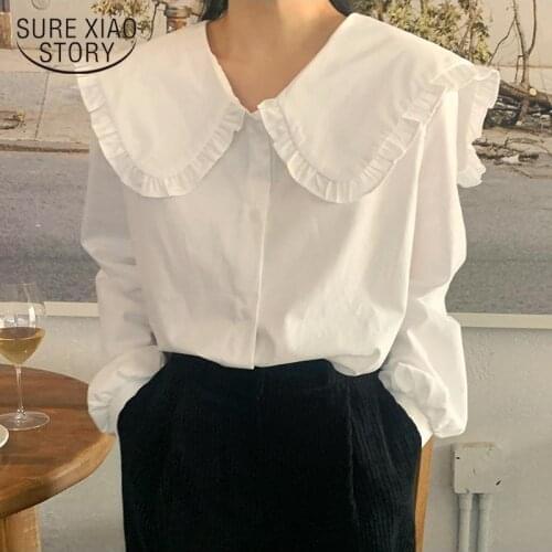 Vintage Cotton Shirt Oversize Womens Long Sleeve Girls Blouse Fall Female Plus Size Women Blouses White Femme New Blusas 14836