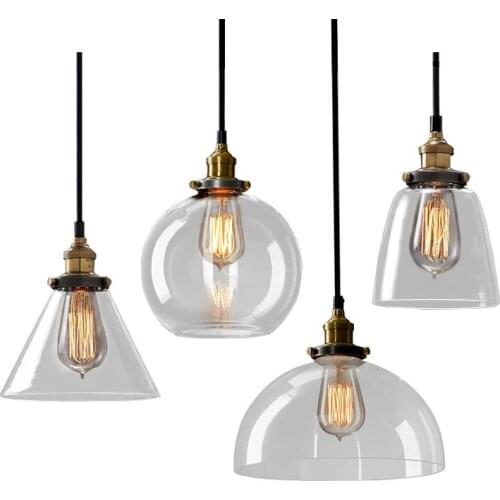 Amber Glass Vintage Pendant Lights Dinning room Kitchen Home Decor industry light hanging lamp bedroom light fixtures