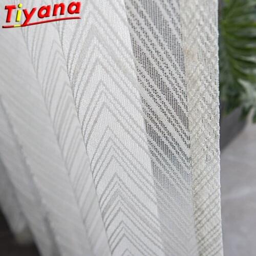 Geometric Wave Jacquard Tulle Curtains for Living Room Ripple Yarn for Bedroom Balcony Kitchen Partition X-ZH330#VT