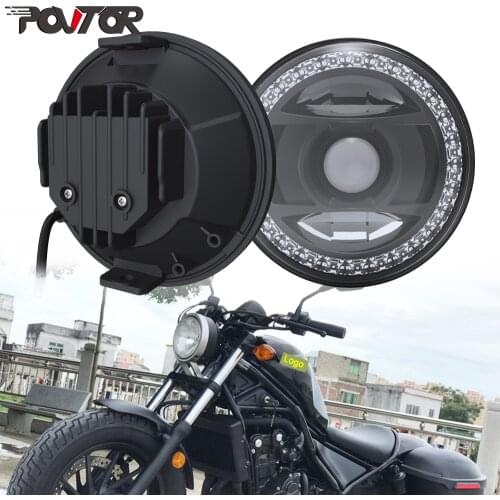 1 Pcs Diameter 14.43cm Motorcycle Headlight Amber Background White DRL Hi/Low Beam Compatible 2017 2018 2019 Honda Rebel 250